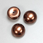 Glass High Dome Cabochon Pearl Dipped - Round 18MM DARK BROWN