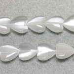 Fiber Optic Synthetic Cat's Eye Bead - Smooth Lentil Heart 12MM CAT'S EYE WHITE