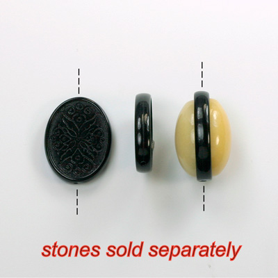 German Plastic Channel Bead Setting - Oval 18x13MM JET