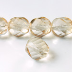 Czech Glass Fire Polished Bead - Twisted 14MM COATED SMOKE TOPAZ