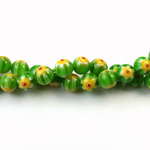 Glass Millefiori Bead - Round 06MM GREEN YELLOW RED (11)