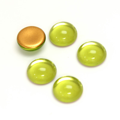 Glass Medium Dome Foiled Cabochon - Round 11MM OLIVINE