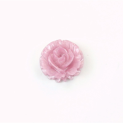 Plastic Carved No-Hole Flower - Round Rose 15MM PEARL PLUM