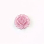 Plastic Carved No-Hole Flower - Round Rose 15MM PEARL PLUM