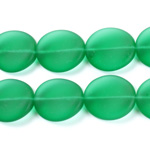 Czech Pressed Glass Bead - Potato Chip 20x18MM MATTE EMERALD