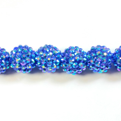 Acrylic Rhinestone Bead with 2MM Hole Resin Base - 16MM SAPPHIRE