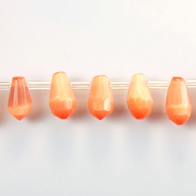 Fiber-Optic Faceted Pendant - Pear 10x6MM CAT'S EYE COPPER