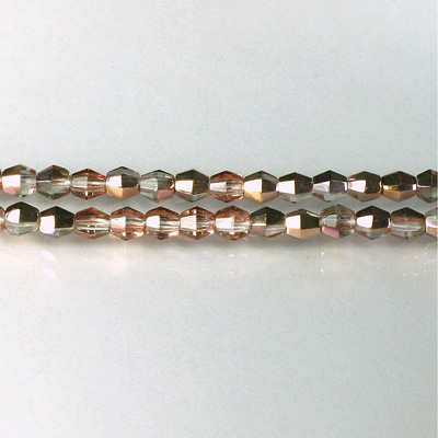 Czech Glass Fire Polish Bead - Round 04MM 1/2 Coated CRYSTAL/COPPER