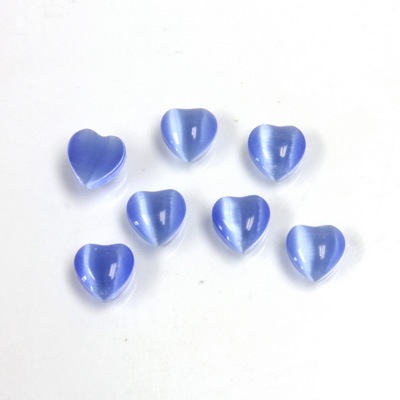 Fiber-Optic Cabochon - Heart 06MM CAT'S EYE LT BLUE