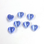 Fiber-Optic Cabochon - Heart 06MM CAT'S EYE LT BLUE