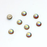 Glass Medium Dome Foiled Cabochon - Round 05MM BLACK DIAMOND AB