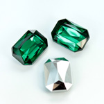 Plastic Point Back Foiled Stone - Cushion Octagon 18x13MM EMERALD