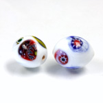 Glass Lampwork Bead - Oval Smooth 16x12MM VENETIAN WHITE