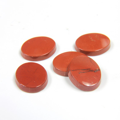 Gemstone Flat Back Single Bevel Buff Top Stone - Oval 12x10MM RED JASPER