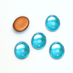 Glass Medium Dome Foiled Cabochon - Oval 12x10MM AQUA