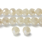 Chinese Cut Crystal Bead 32 Facet - Round 06MM WHITE JADE with SILVER CHAMPAGNE COAT