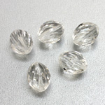 German Plastic Bead - Transparent Twisted Oval 14x11MM CRYSTAL