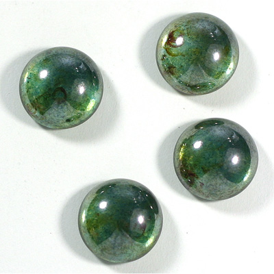Glass Medium Dome Coated Cabochon - Round 15MM LUSTER GREEN
