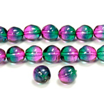 Czech Pressed Glass Bead - Baroque Oval 08x7MM PURPLE-GREEN 69007