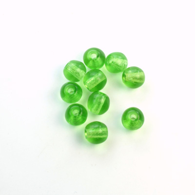 Czech Pressed Glass Large Hole Bead - Round 06MM PERIDOT