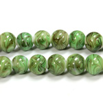 Glass Lampwork Bead - Smooth Round 10MM GREEN MATRIX