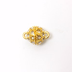 Magnetic Rhinestone Clasp - Round 10MM CRYSTAL SATIN GOLD