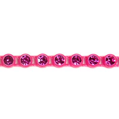 Plastic Rhinestone Banding 1 Row PP26 (SS13) FUCHSIA-FLUORECENT PINK