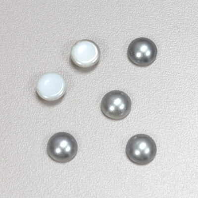 Glass Medium Dome Cabochon Pearl Spray Finish - Round 08MM LT GREY