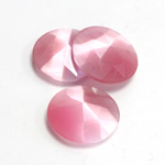 Fiber-Optic Flat Back Cabochon - Rauten Rose Round 18MM CAT'S EYE LT PINK