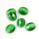 Fiber-Optic Flat Back Cabochon - Rauten Rose Oval 10x8MM CAT'S EYE GREEN