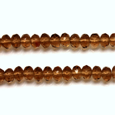Czech Glass Fire Polish Bead - Rondelle Donut 05x3MM SMOKE TOPAZ