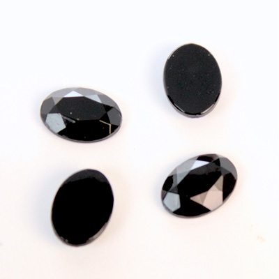 Plastic Flat Back Rose Cut Rhinestone - Oval 14x10MM JET