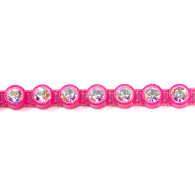 Plastic Rhinestone Banding 1 Row PP26 (SS13) CRYSTAL AB-FLUORESCENT PINK
