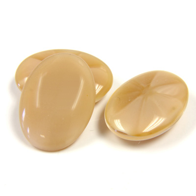 Glass Point Back Buff Top Stone Opaque Doublet - Oval 18x13MM BEIGE MOONSTONE