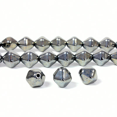 Czech Pressed Glass Bead - Smooth Bicone 08MM HEMATITE