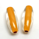 Plastic Bead - Color Lined Smooth Oval 34x15MM CRYSTAL CARAMEL