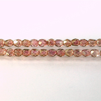 Czech Glass Fire Polish Bead - Round 04MM LUMI COATED ROSE