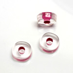 Plastic Bead - Color Lined Smooth Large Hole - Round 5x14MM CRYSTAL PINK LINE