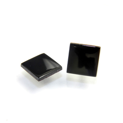 Glass Low Dome Buff Top Cabochon - Square 12x12MM JET
