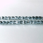 Czech Glass Fire Polish Bead - Round 04MM 1/2 Coated CRYSTAL/LT BLUE