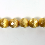 Fiber Optic Synthetic Cat's Eye Bead - Round Faceted 10MM CAT'S EYE LT BROWN