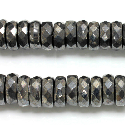 Czech Glass Fire Polished Bead - Rondelle 10x4MM HEMATITE