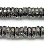 Czech Glass Fire Polished Bead - Rondelle 10x4MM HEMATITE