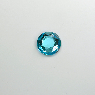 Glass Flat Back Rose Cut Fancy Foiled Stone - Round  09MM AQUA