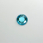 Glass Flat Back Rose Cut Fancy Foiled Stone - Round  09MM AQUA