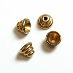 Brass Machine Made Bead Cap Beehive 06MM RAW BRASS