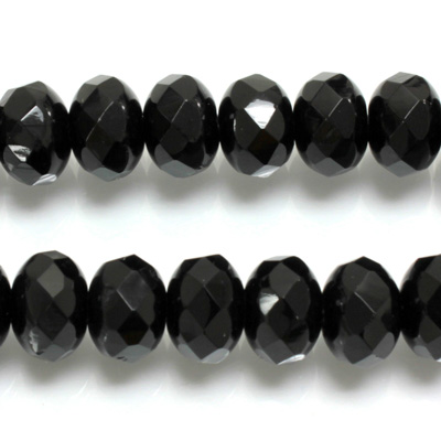 Czech Glass Fire Polish Bead - Rondelle Donut 11x7MM JET