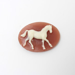 Plastic Cameo - Horse Oval 25x18MM IVORY ON DARK CORNELIAN