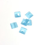 Fiber-Optic Flat Back Stone - Faceted checkerboard Top Square 6x6MM CAT'S EYE AQUA