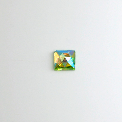 Glass Flat Back Foiled Rauten Rose - Square  06x6MM PERIDOT AB
